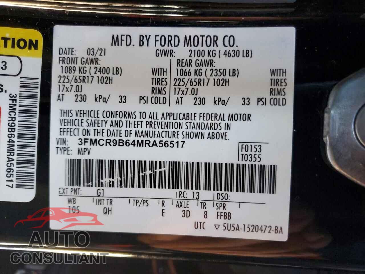 FORD BRONCO 2021 - 3FMCR9B64MRA56517