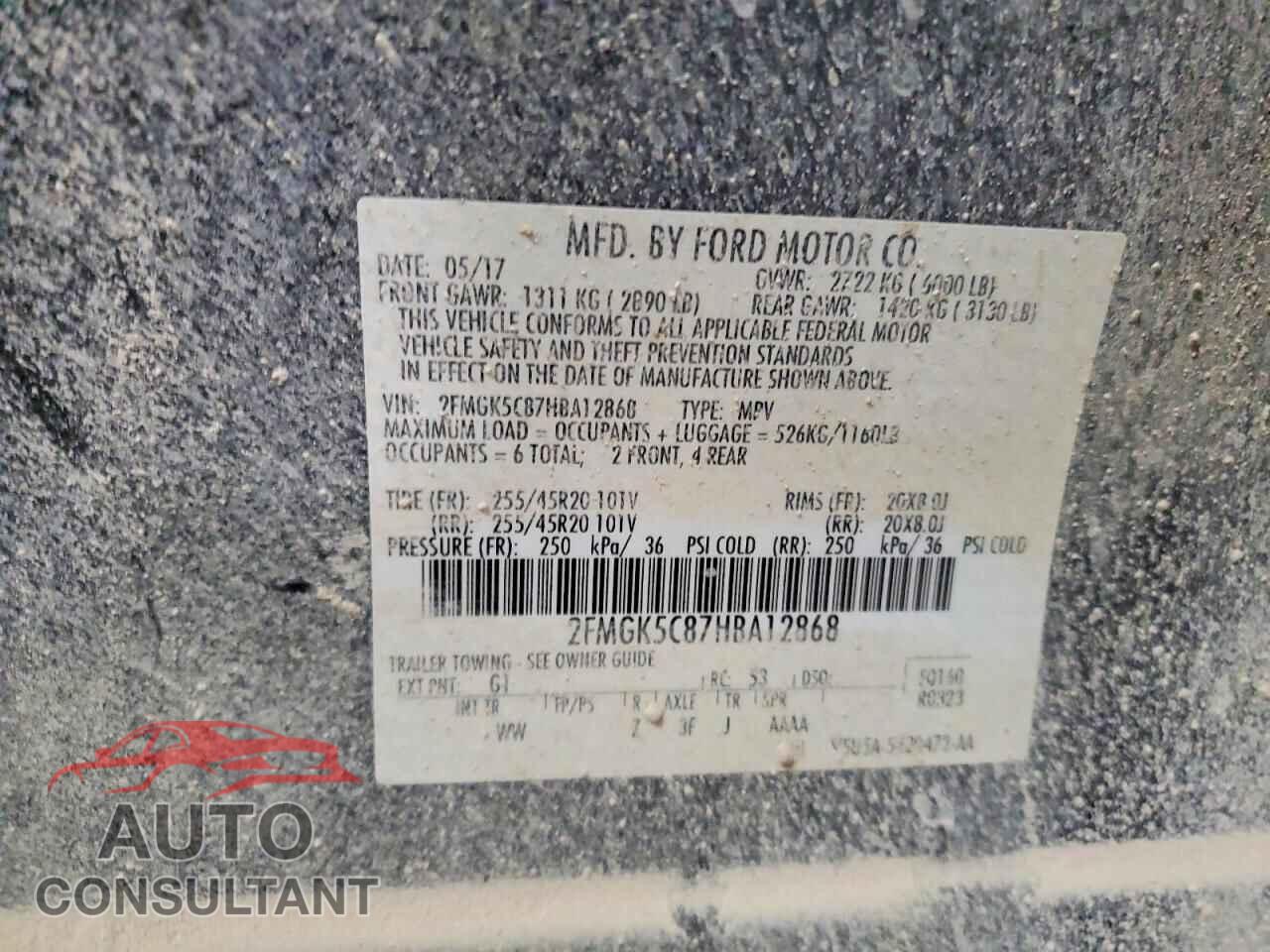 FORD FLEX 2017 - 2FMGK5C87HBA12868