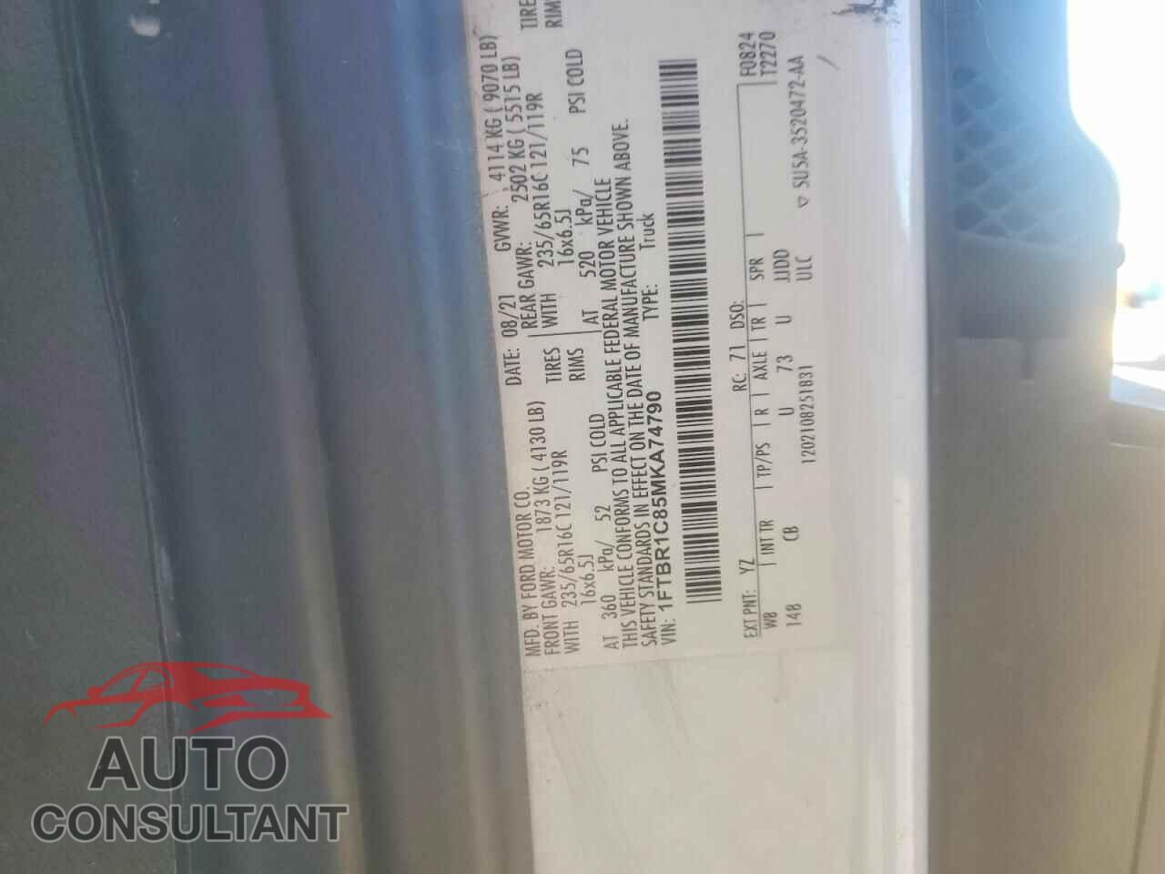 FORD TRANSIT 2021 - 1FTBR1C85MKA74790
