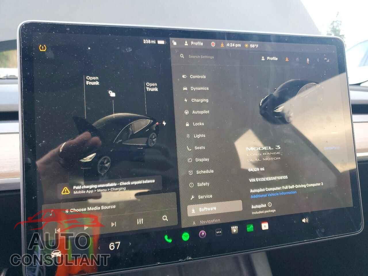 TESLA MODEL 3 2022 - 5YJ3E1EB5NF108105
