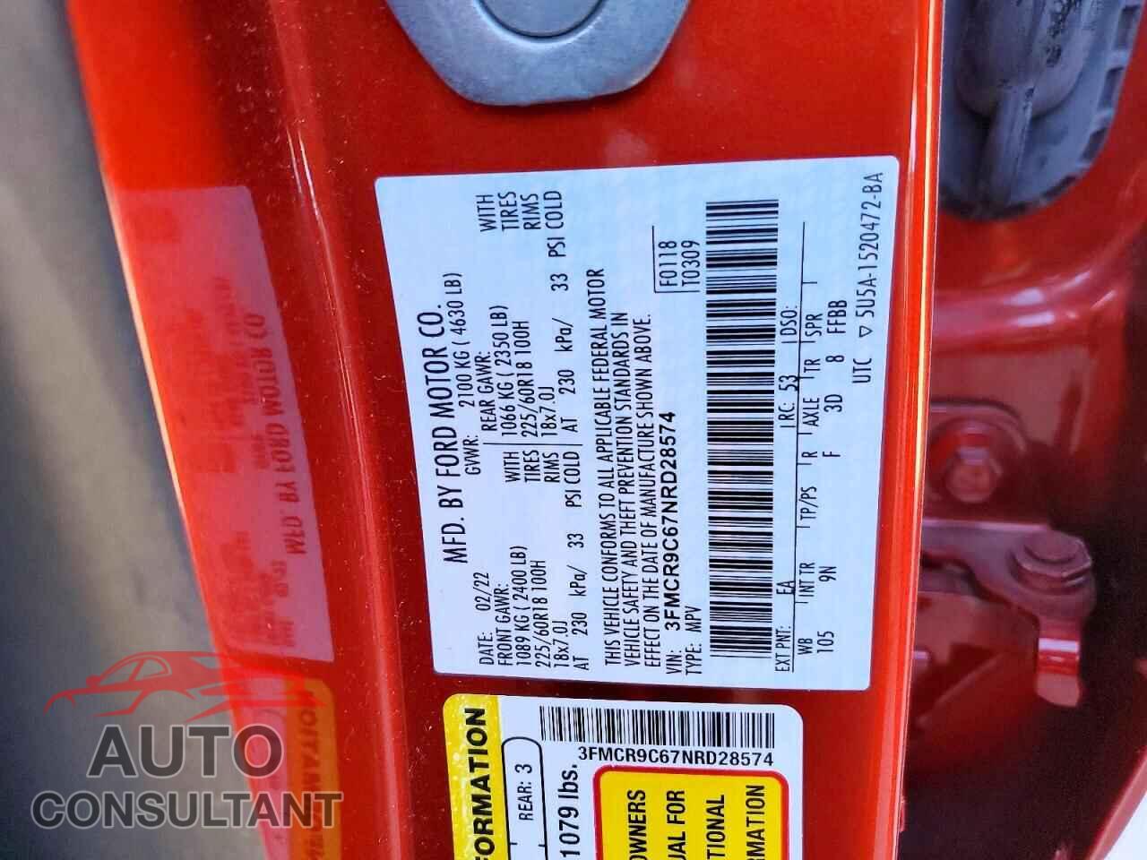 FORD BRONCO 2022 - 3FMCR9C67NRD28574