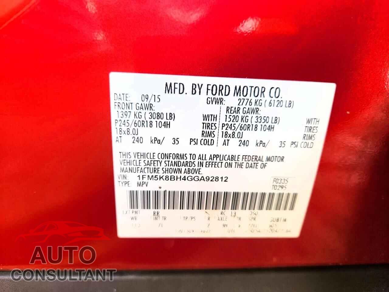 FORD EXPLORER 2016 - 1FM5K8BH4GGA92812