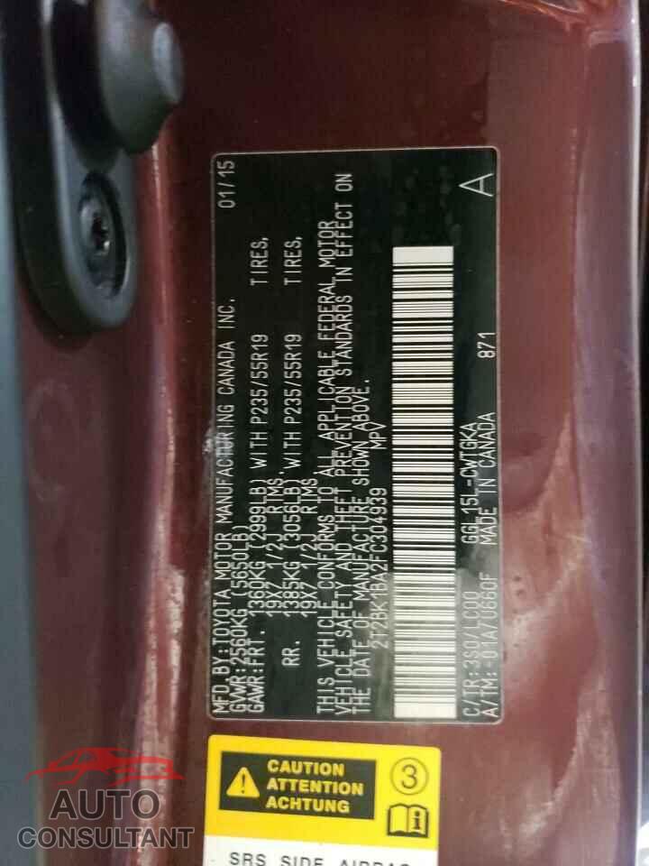LEXUS RX350 2015 - 2T2BK1BA2FC304939