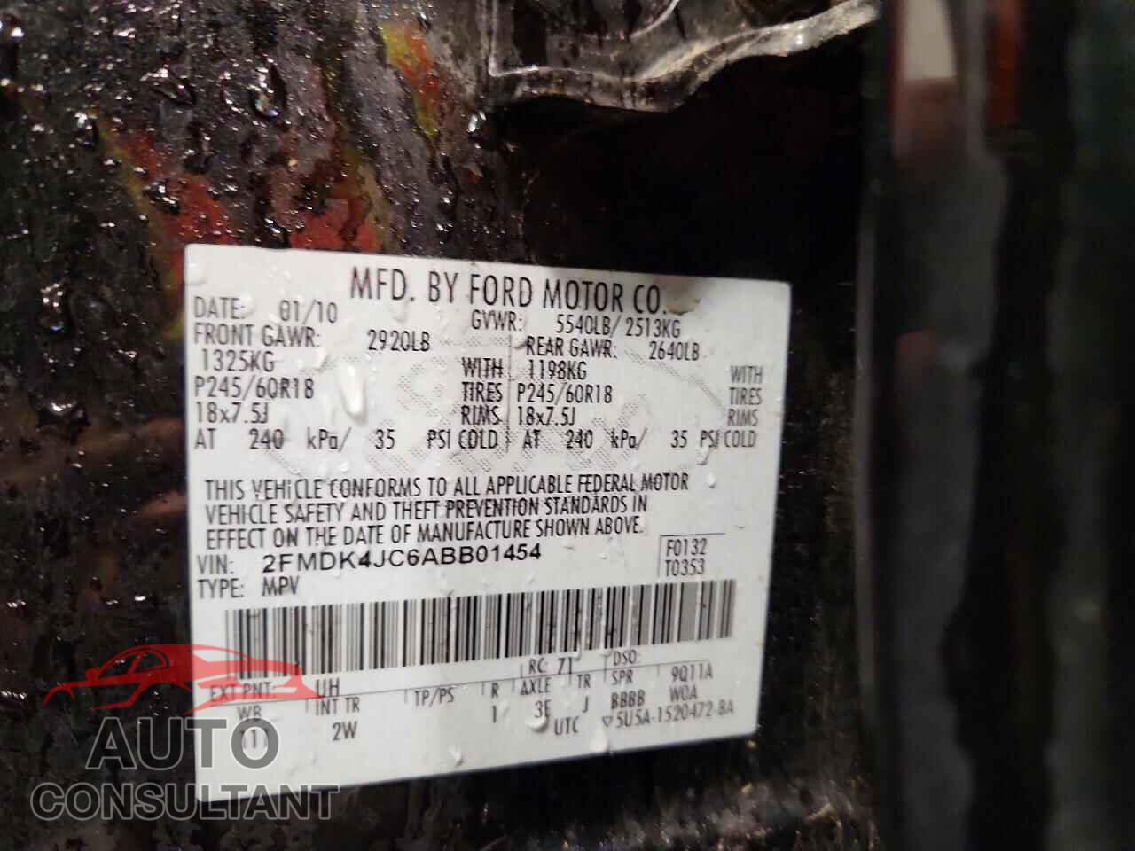 FORD EDGE 2010 - 2FMDK4JC6ABB01454