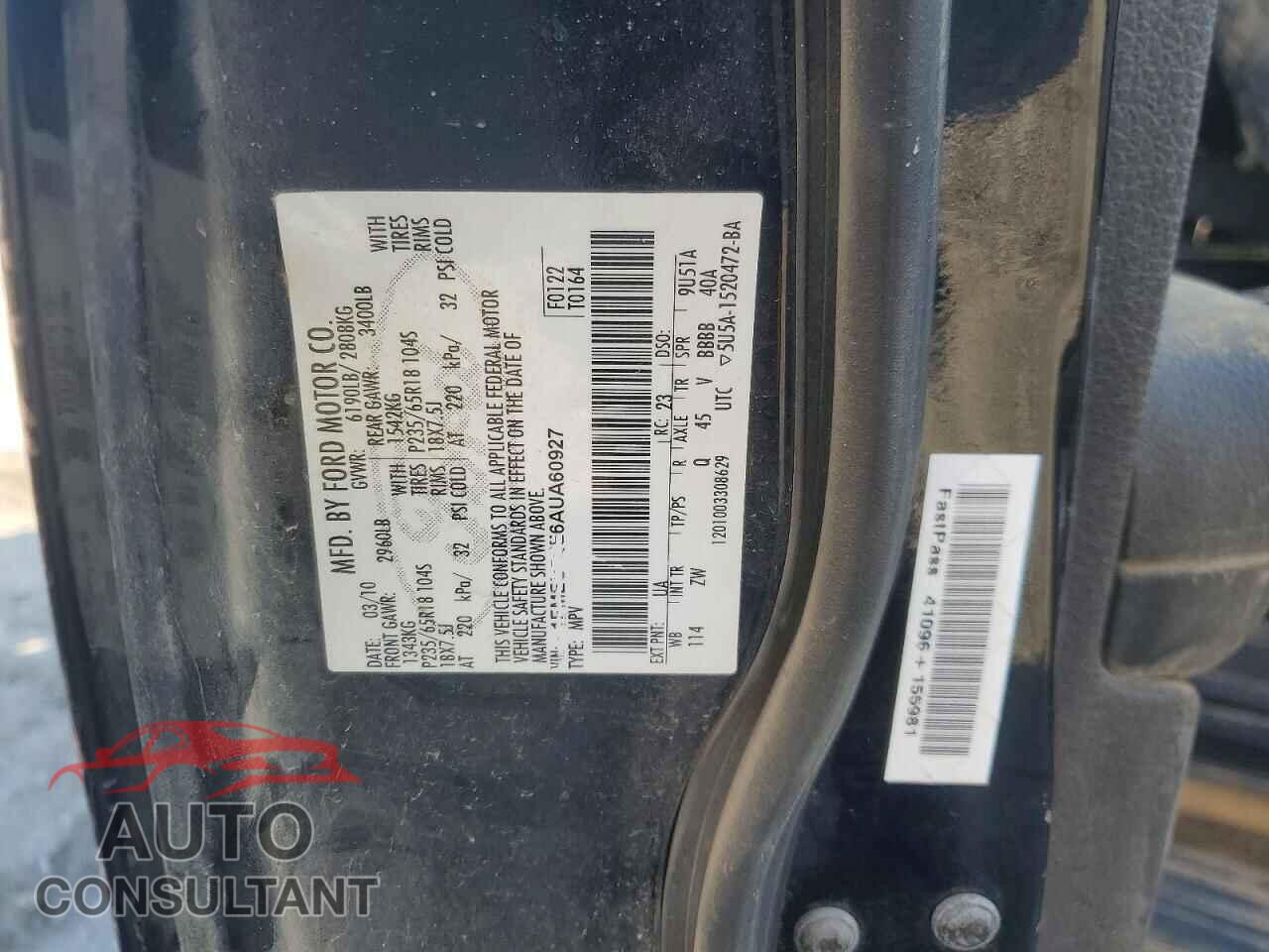 FORD EXPLORER 2010 - 1FMEU7EE6AUA60927
