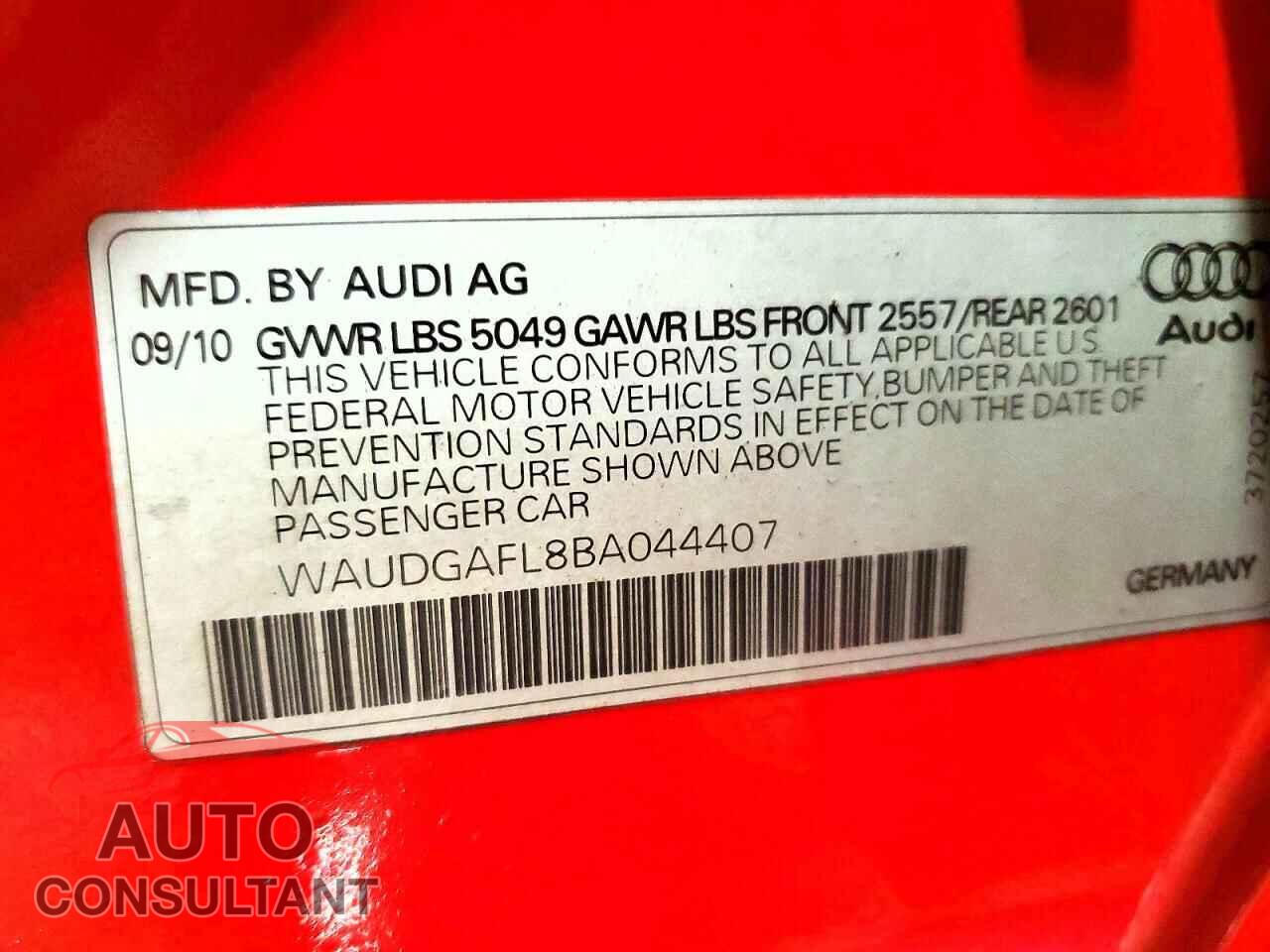 AUDI S4/RS4 2011 - WAUDGAFL8BA044407