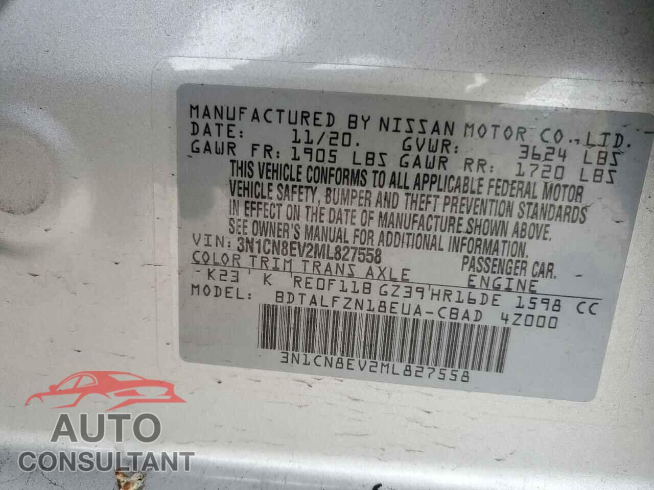 NISSAN VERSA 2021 - 3N1CN8EV2ML827558