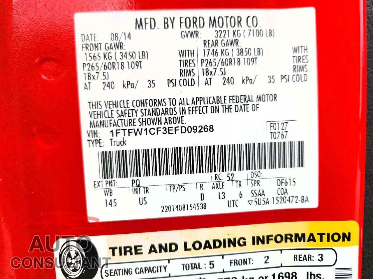 FORD F150 2014 - 1FTFW1CF3EFD09268