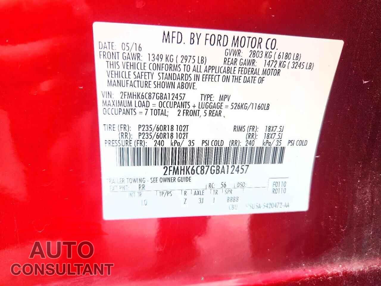FORD FLEX 2016 - 2FMHK6C87GBA12457