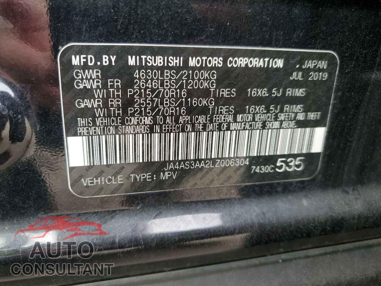 MITSUBISHI ECLIPSE 2020 - JA4AS3AA2LZ006304
