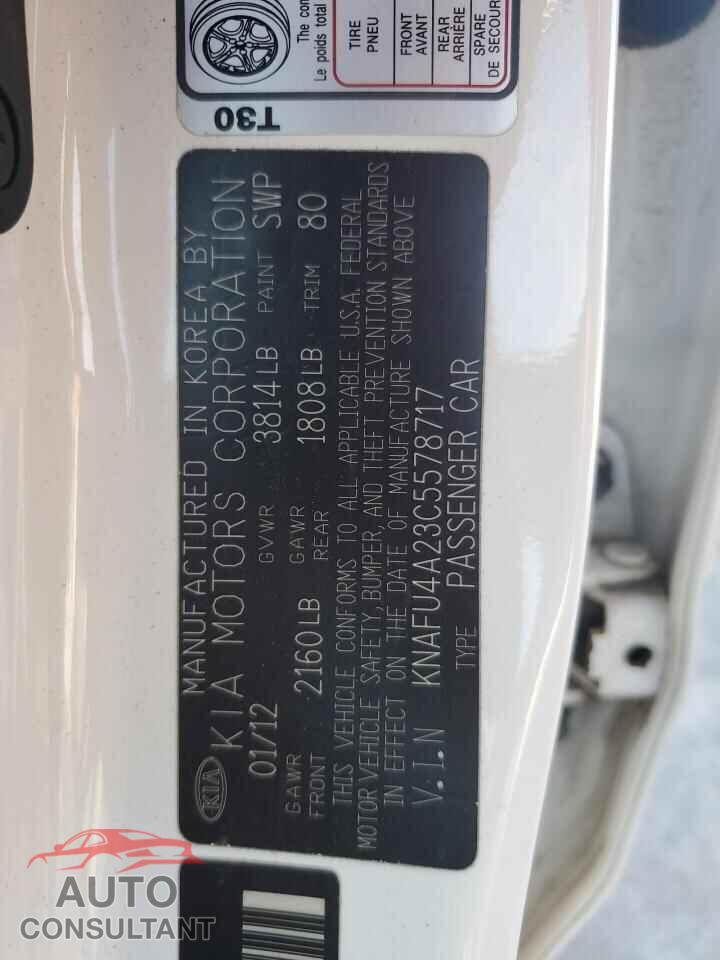 KIA FORTE 2012 - KNAFU4A23C5578717