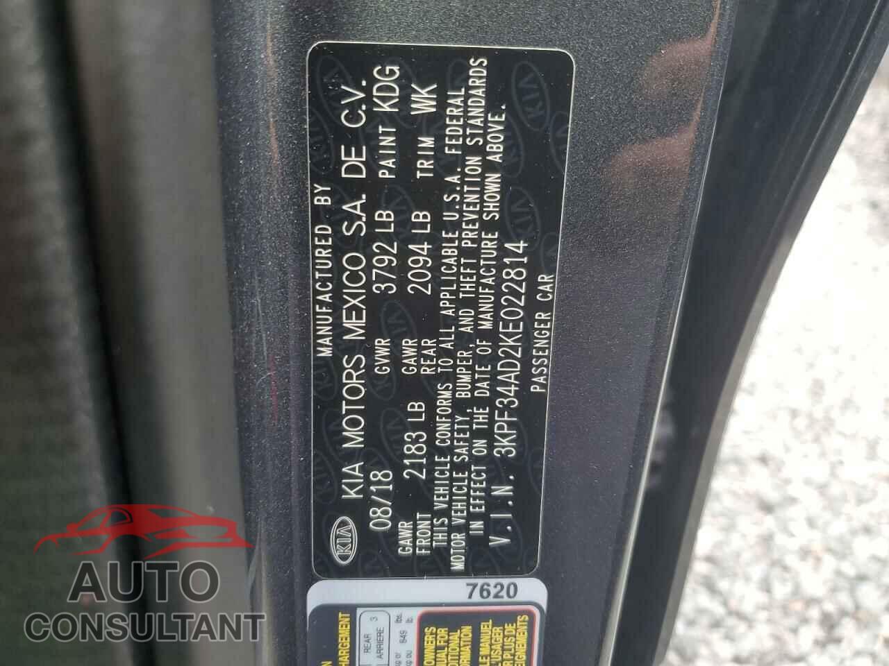KIA FORTE 2019 - 3KPF34AD2KE022814
