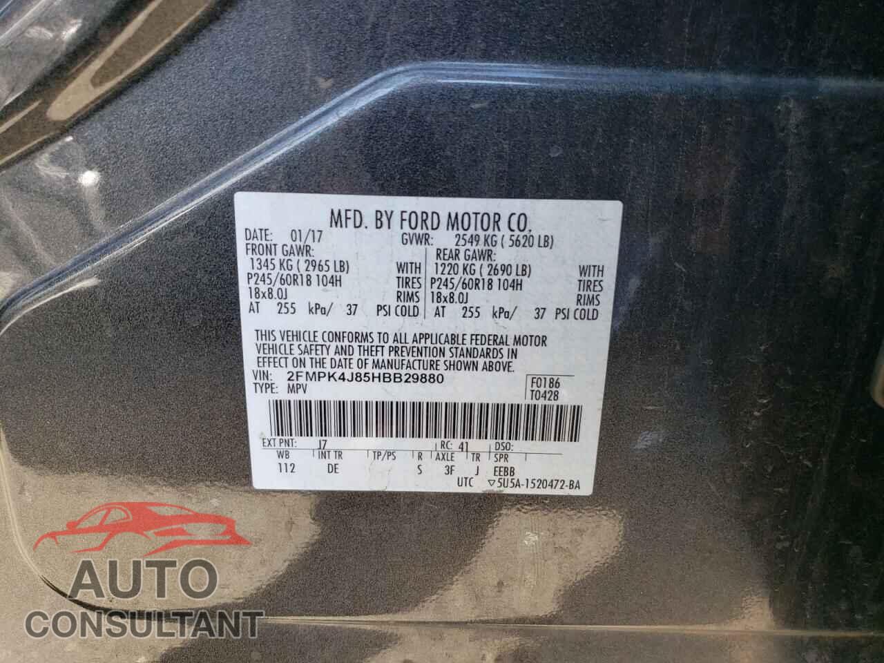 FORD EDGE 2017 - 2FMPK4J85HBB29880