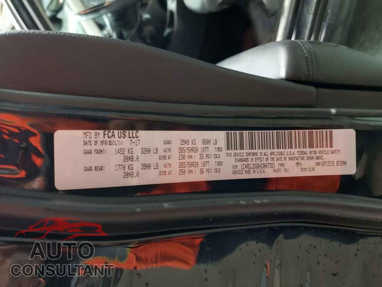 DODGE DURANGO 2017 - 1C4RDJDG6HC847351
