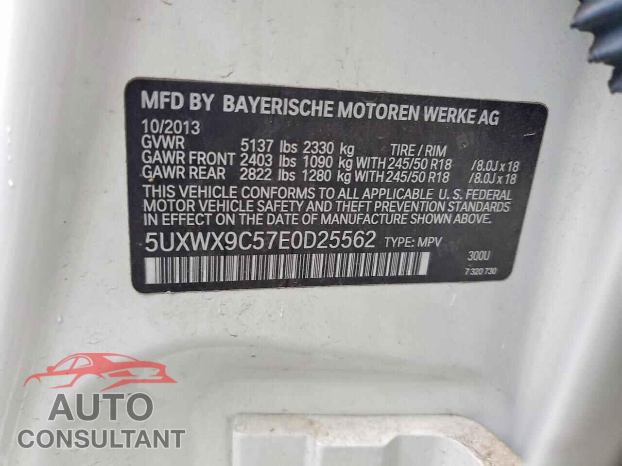BMW X3 2014 - 5UXWX9C57E0D25562