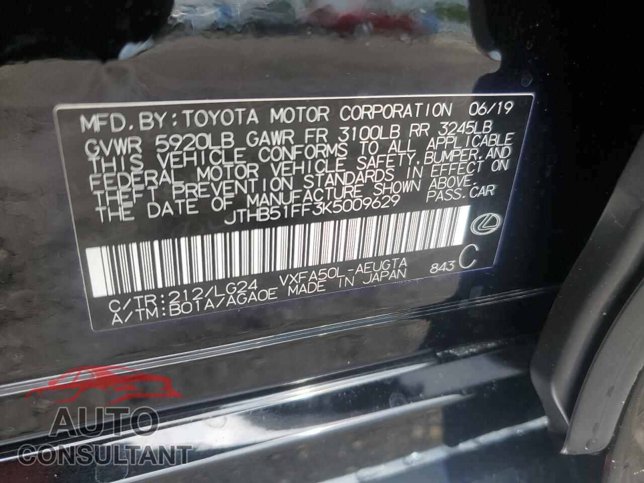 LEXUS LS500 2019 - JTHB51FF3K5009629