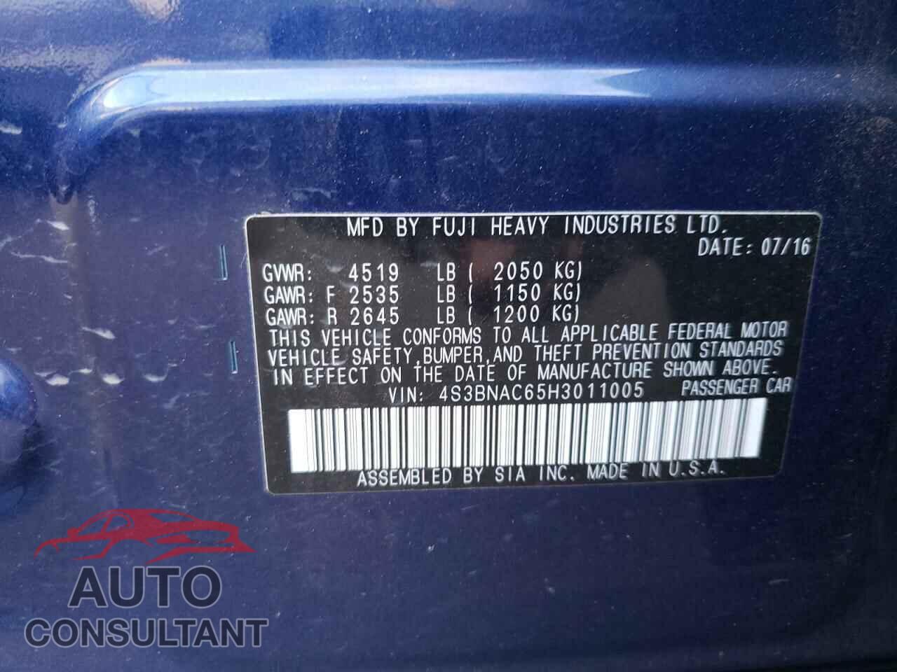 SUBARU LEGACY 2017 - 4S3BNAC65H3011005