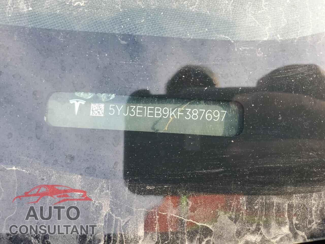 TESLA MODEL 3 2019 - 5YJ3E1EB9KF387697