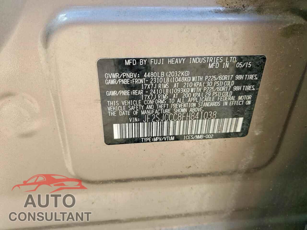 SUBARU FORESTER 2015 - JF2SJCCC8FH841038