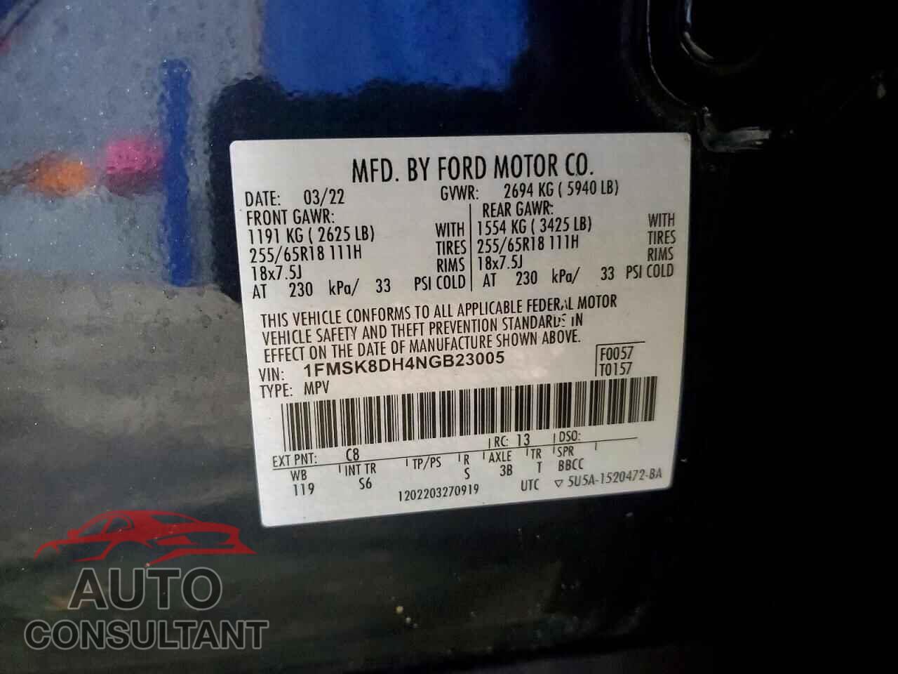 FORD EXPLORER 2022 - 1FMSK8DH4NGB23005