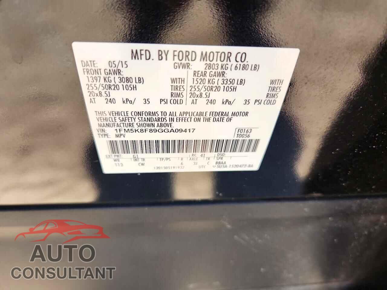 FORD EXPLORER 2016 - 1FM5K8F89GGA09417