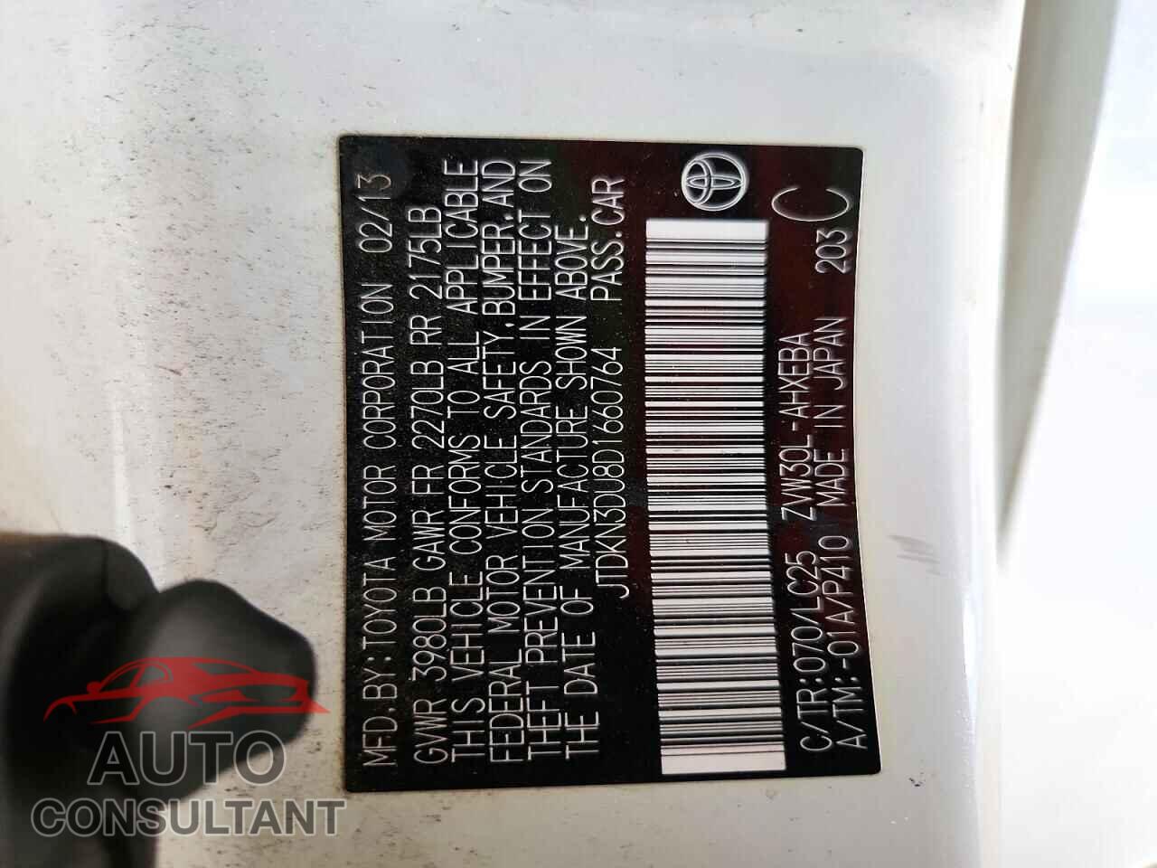 TOYOTA PRIUS 2013 - JTDKN3DU8D1660764