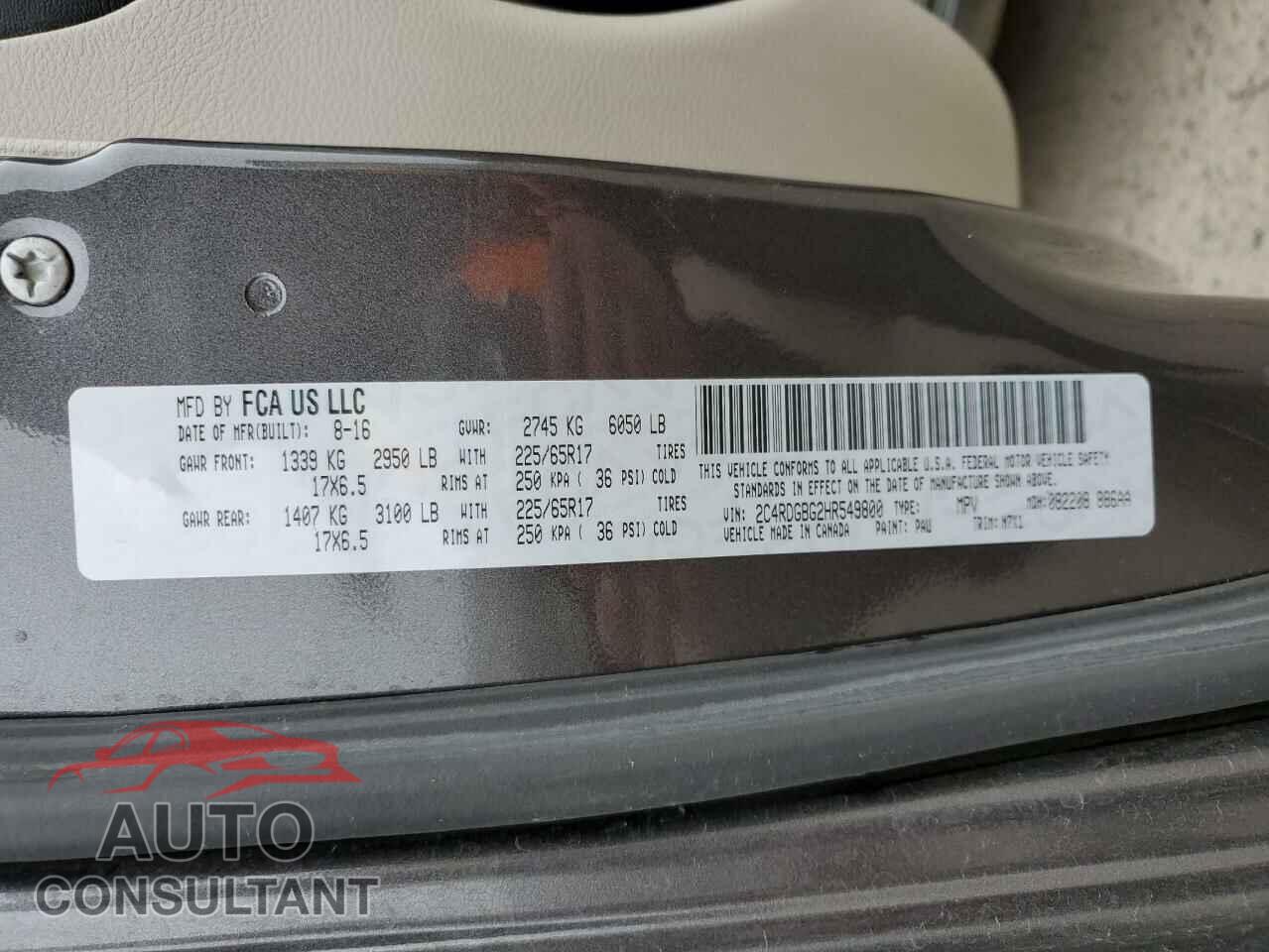 DODGE CARAVAN 2017 - 2C4RDGBG2HR549800