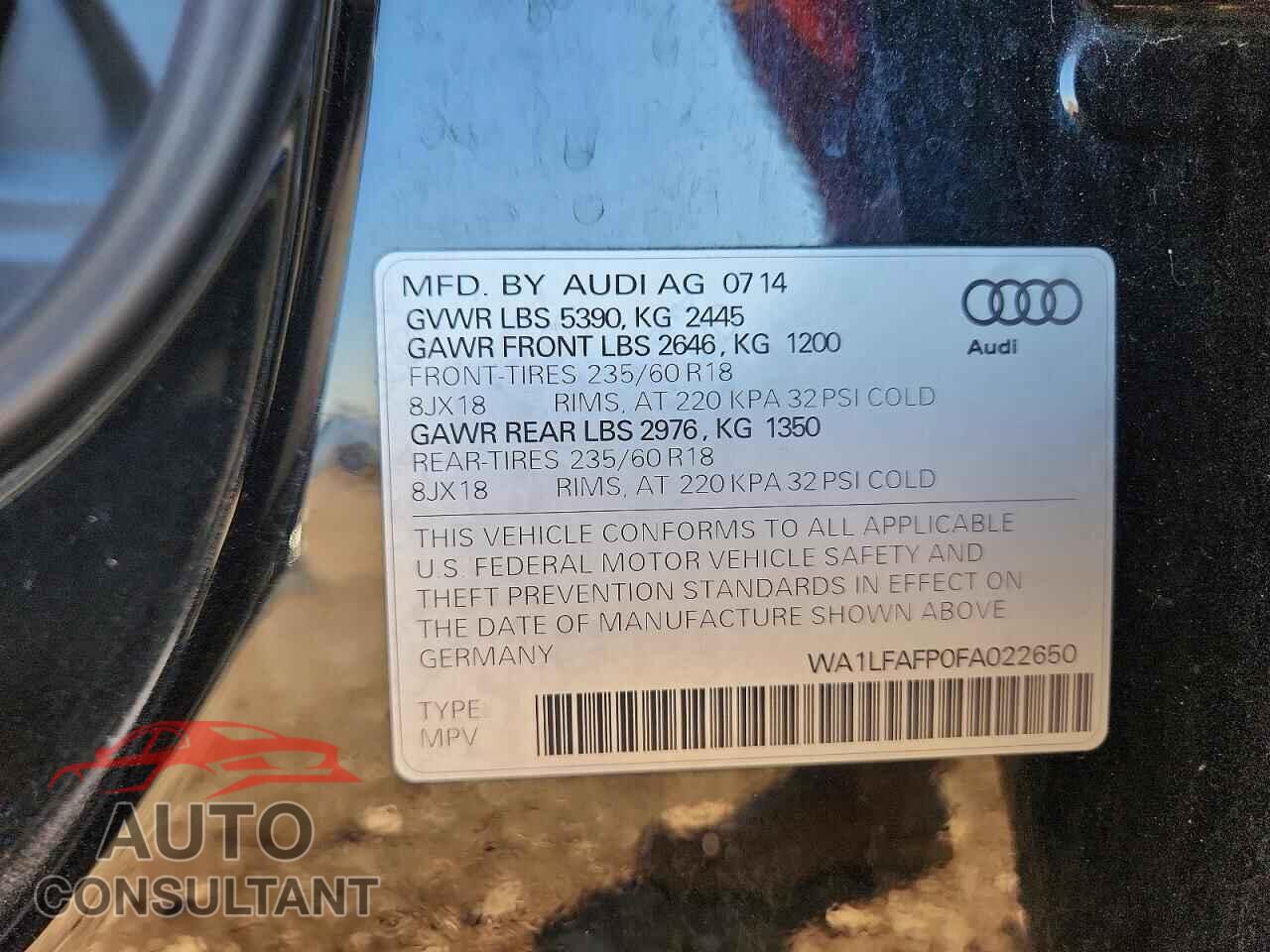AUDI Q5 2015 - WA1LFAFP0FA022650