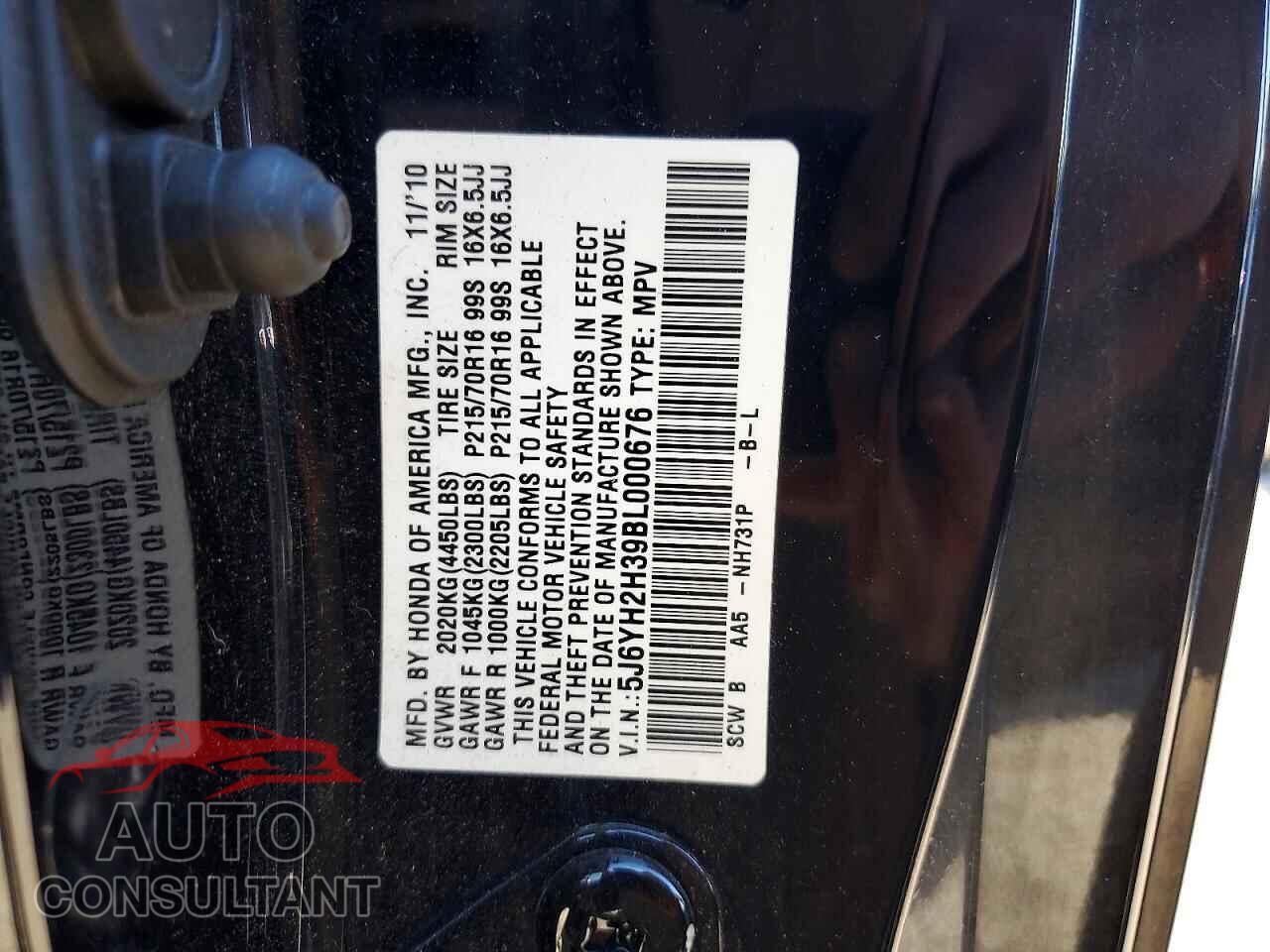 HONDA ELEMENT 2011 - 5J6YH2H39BL000676