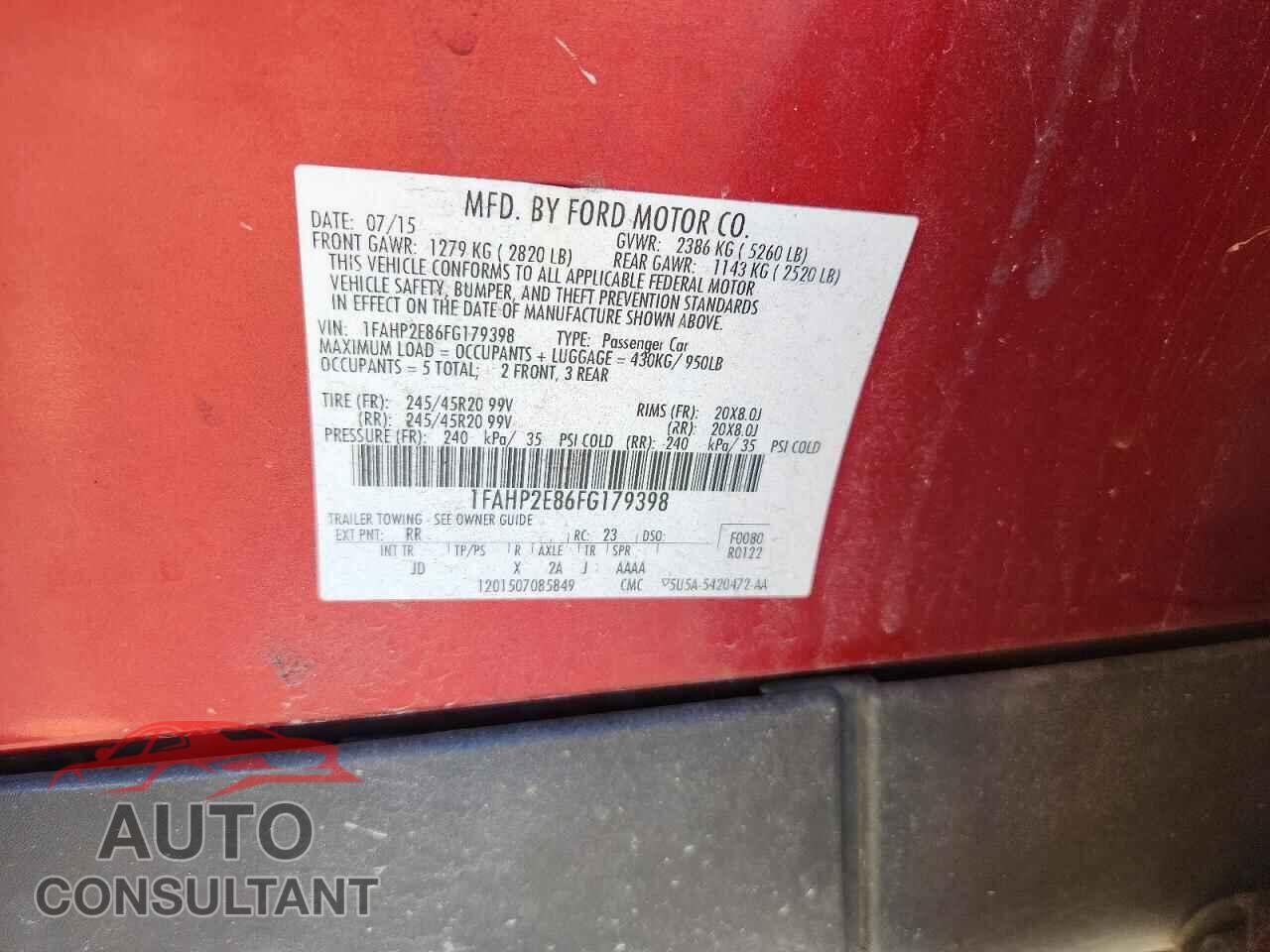 FORD TAURUS 2015 - 1FAHP2E86FG179398