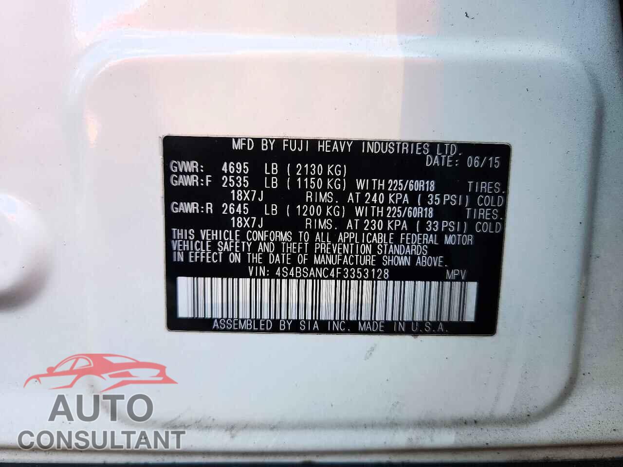 SUBARU OUTBACK 2015 - 4S4BSANC4F3353128
