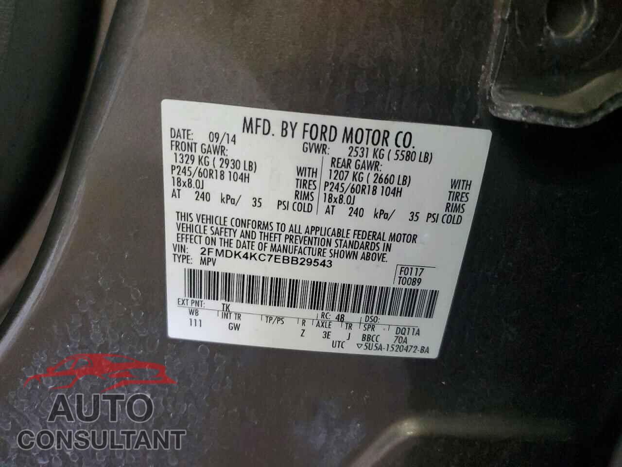 FORD EDGE 2014 - 2FMDK4KC7EBB29543