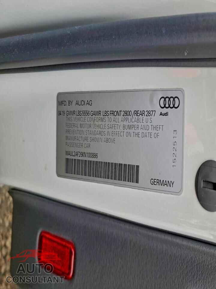 AUDI A6 2019 - WAUL2AF26KN100886