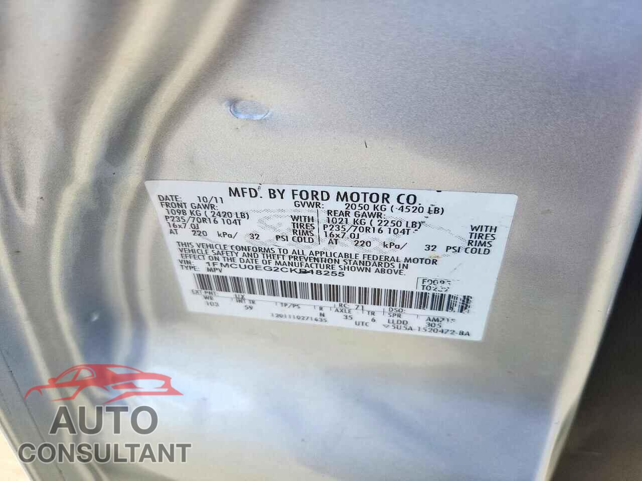 FORD ESCAPE 2012 - 1FMCU0EG2CKB18255