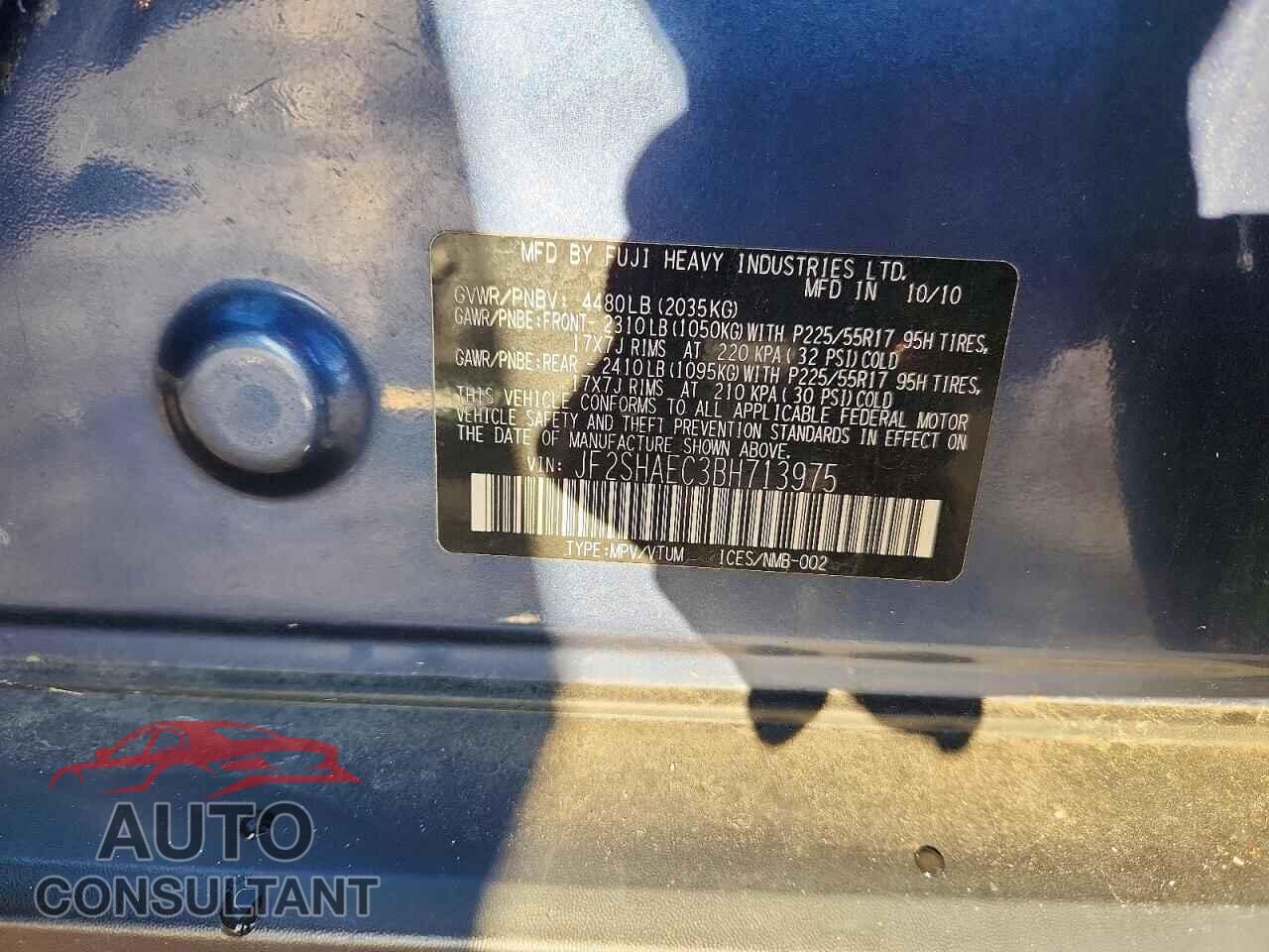 SUBARU FORESTER 2011 - JF2SHAEC3BH713975