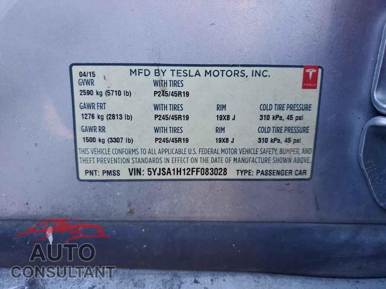TESLA MODEL S 2015 - 5YJSA1H12FF083028