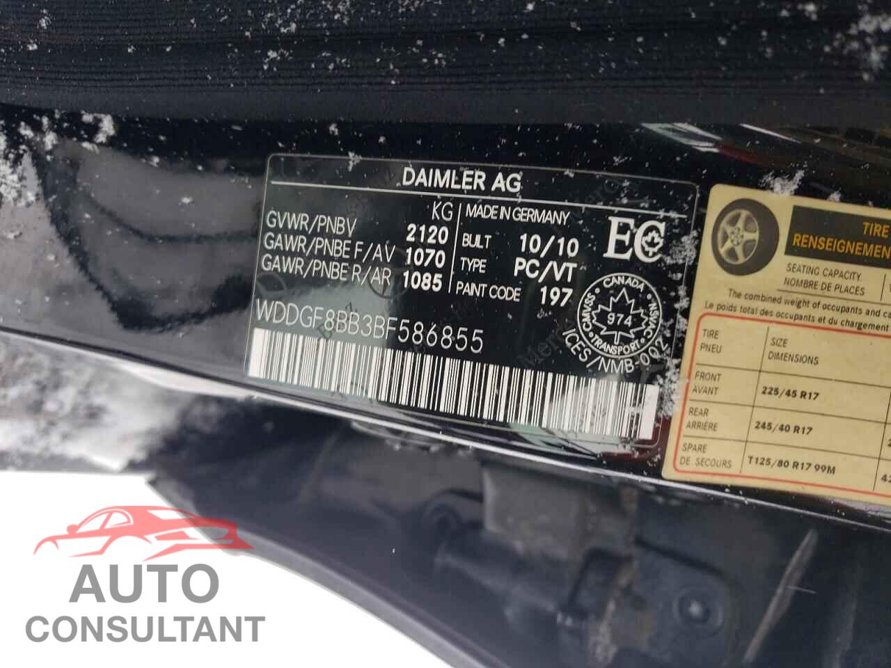 MERCEDES-BENZ C-CLASS 2011 - WDDGF8BB3BF586855