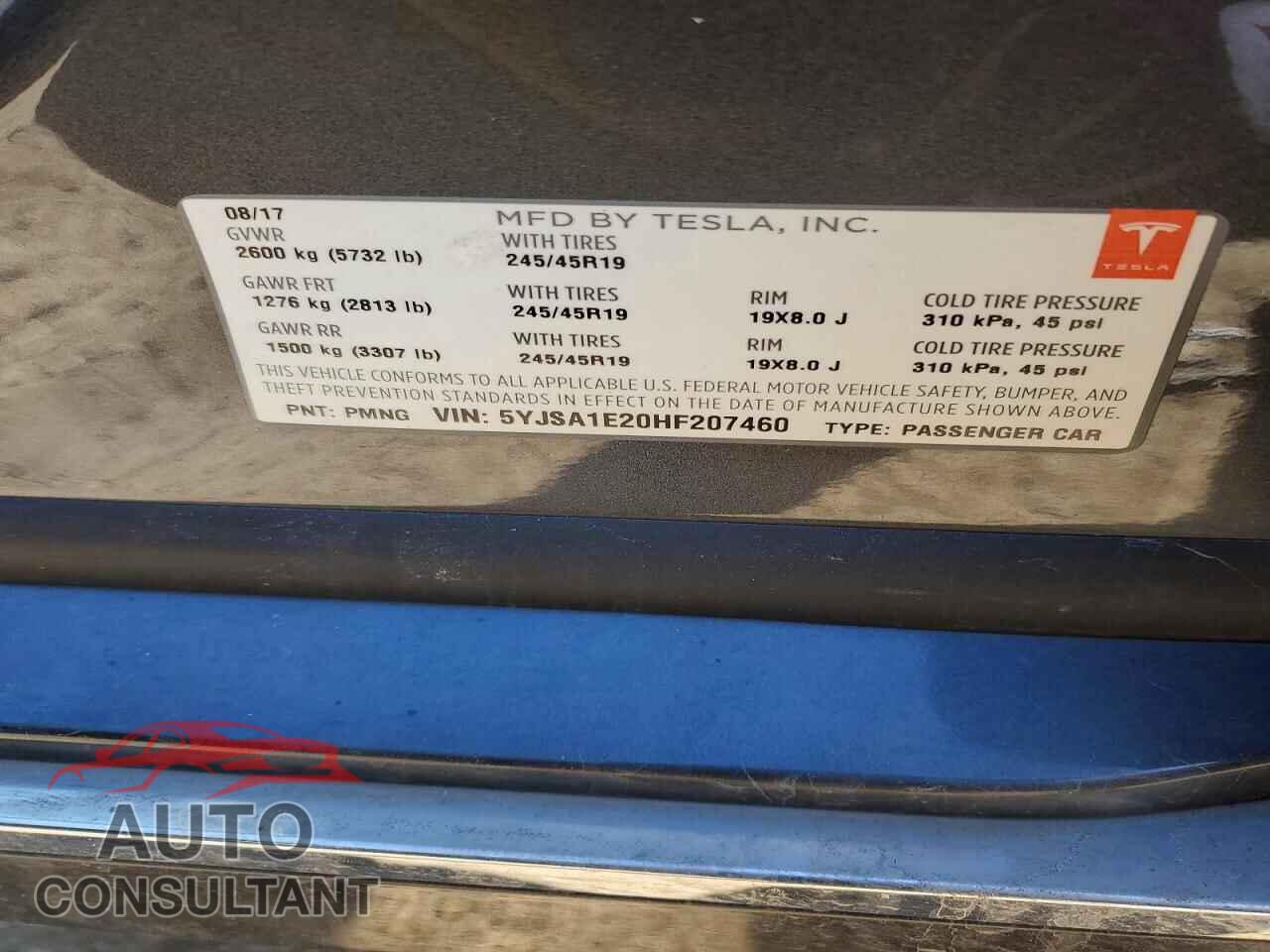 TESLA MODEL S 2017 - 5YJSA1E20HF207460