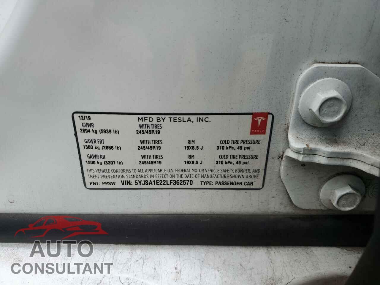 TESLA MODEL S 2020 - 5YJSA1E22LF362570