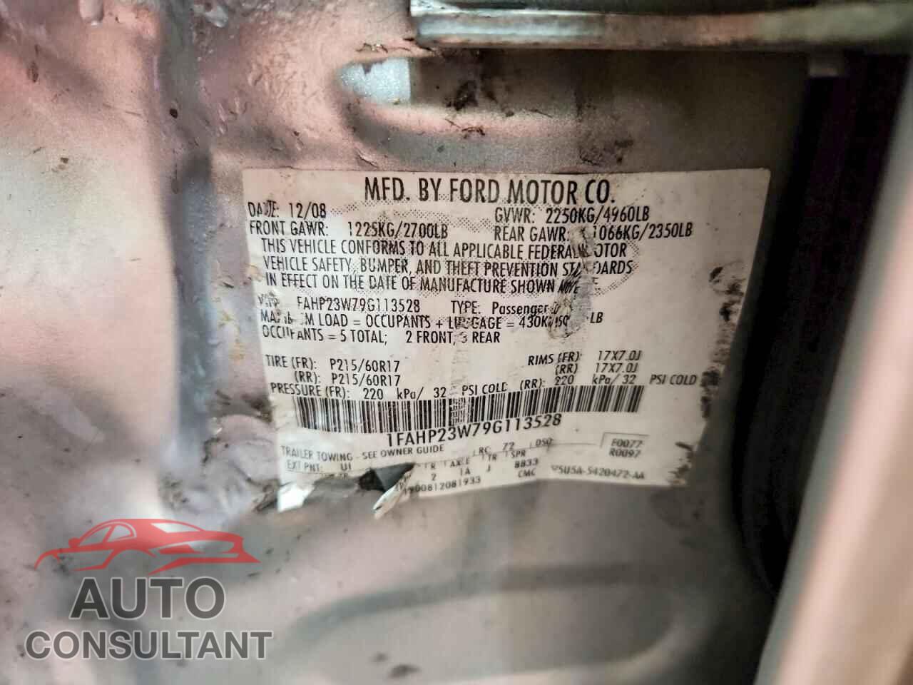 FORD TAURUS 2009 - 1FAHP23W79G113528