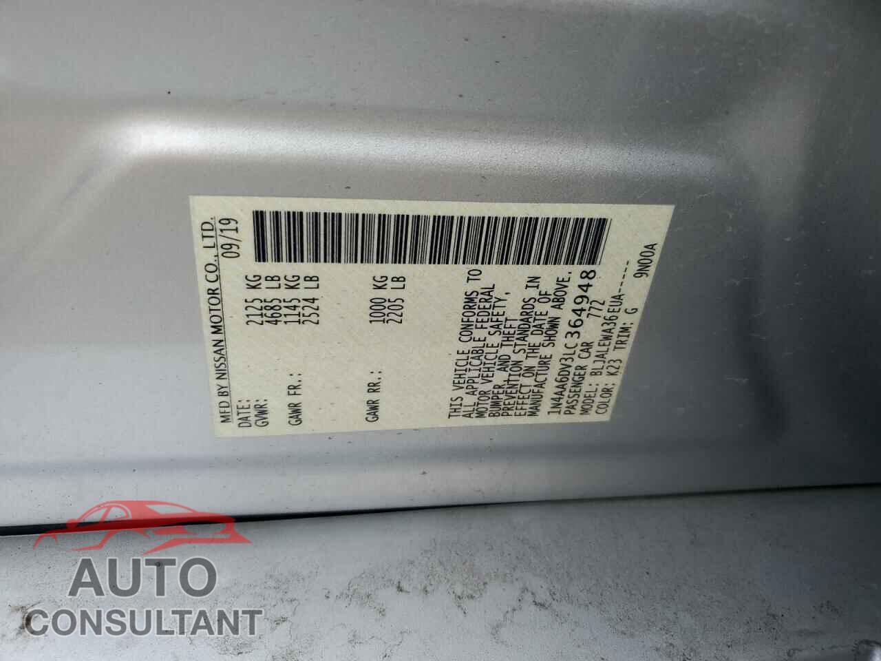 NISSAN MAXIMA 2020 - 1N4AA6DV3LC364948