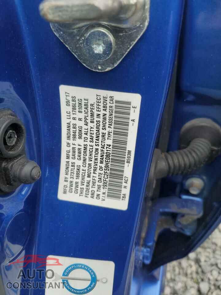 HONDA CIVIC 2017 - 19XFC2F59HE080174