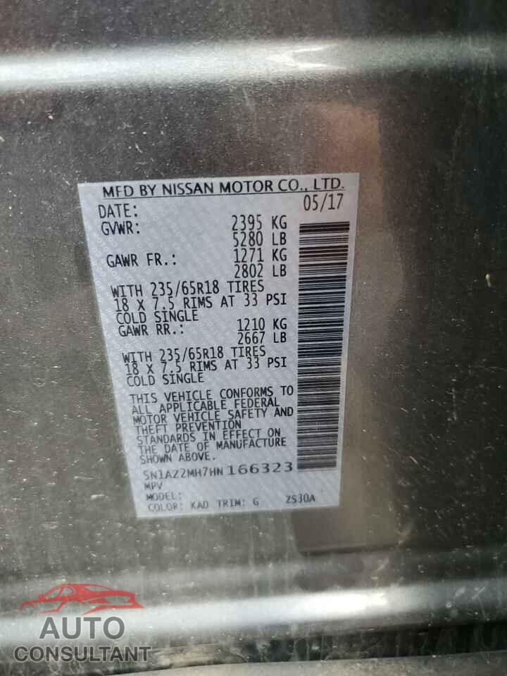 NISSAN MURANO 2017 - 5N1AZ2MH7HN166323