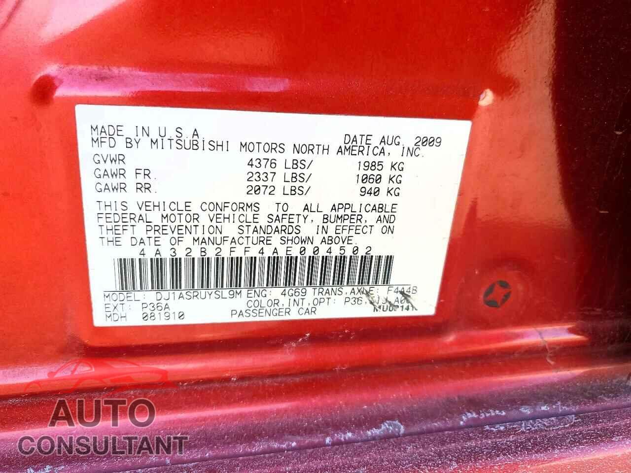 MITSUBISHI GALANT 2010 - 4A32B2FF4AE004502