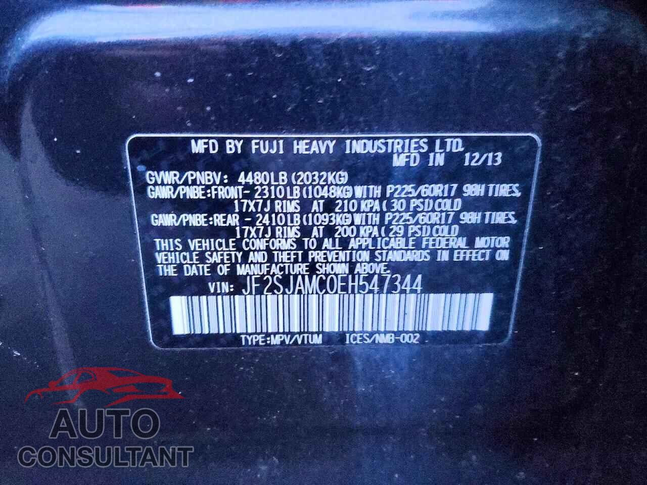SUBARU FORESTER 2014 - JF2SJAMC0EH547344