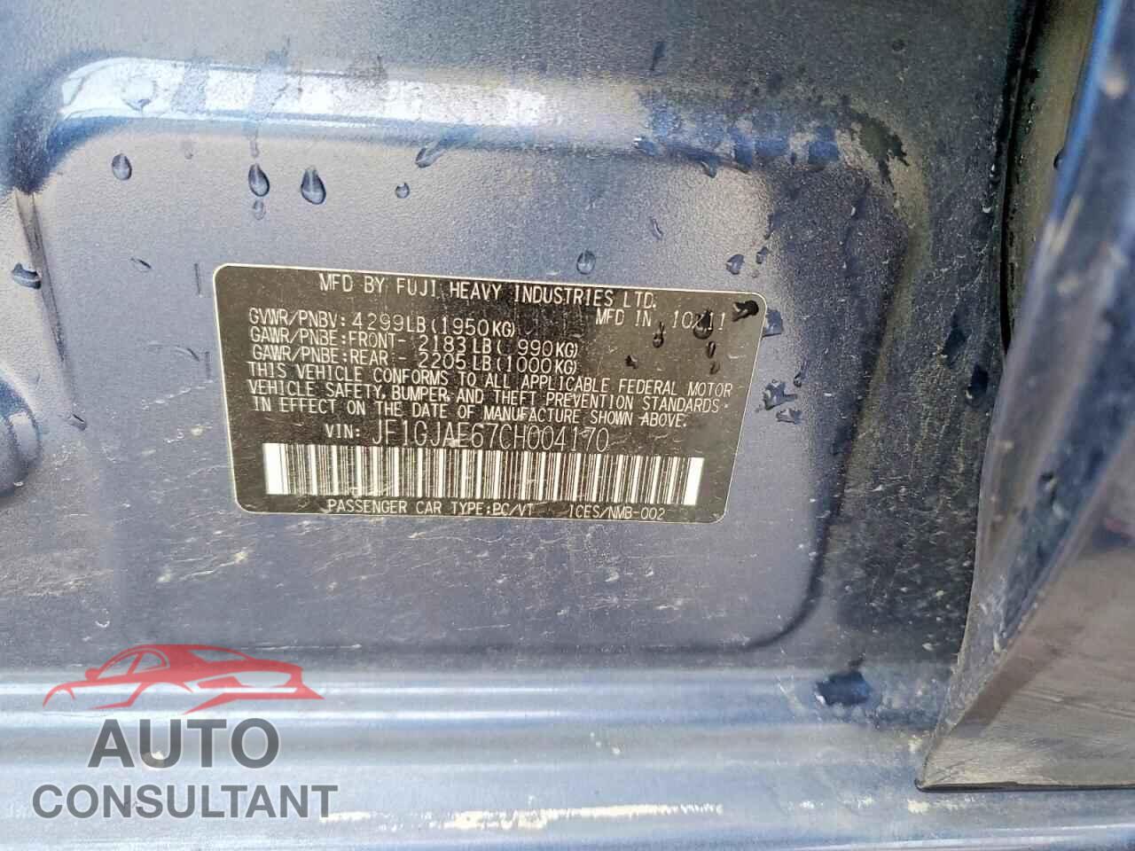 SUBARU IMPREZA 2012 - JF1GJAE67CH004170