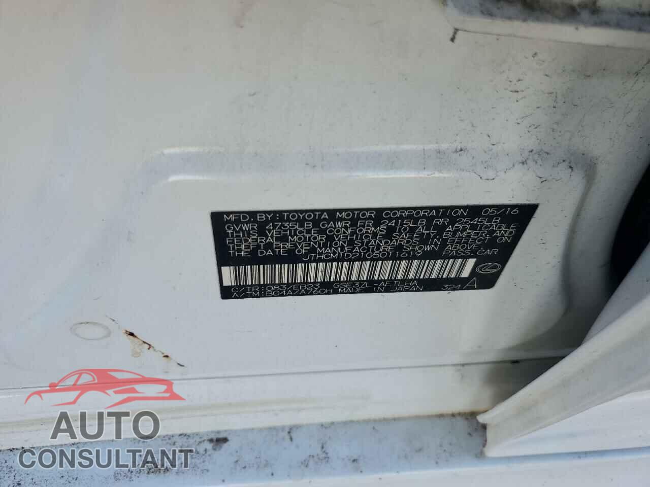 LEXUS IS 2016 - JTHCM1D21G5011619