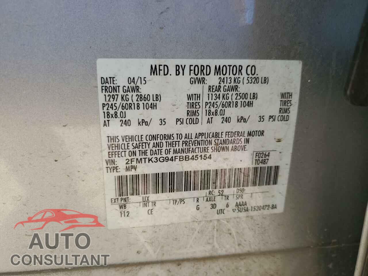 FORD EDGE 2015 - 2FMTK3G94FBB45154