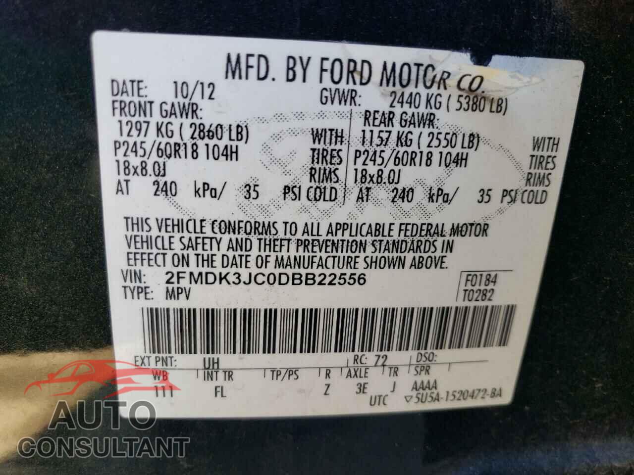 FORD EDGE 2013 - 2FMDK3JC0DBB22556