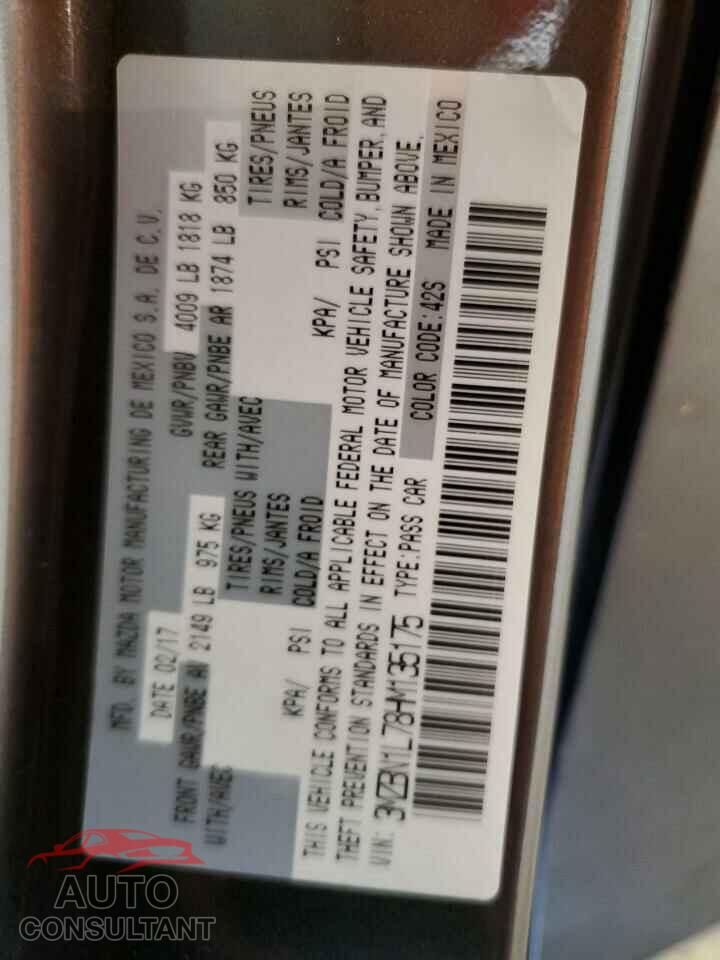 MAZDA 3 2017 - 3MZBN1L78HM135175